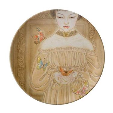 Imagem de Vestido Borboleta Beleza Prato de Pintura Chinesa Decorativo de Porcelana Salver Prato de Jantar