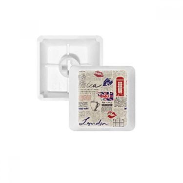 Imagem de Newspaper Lips Kiss Coffee Bandeira do Reino Unido Teclado Mecânico PBT Kit de Atualização para Jogos