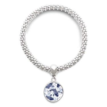 Imagem de DIYthinker Pulseira de prata japonesa com pingente de prata padrão azul Carp Wave bracelete ajustável