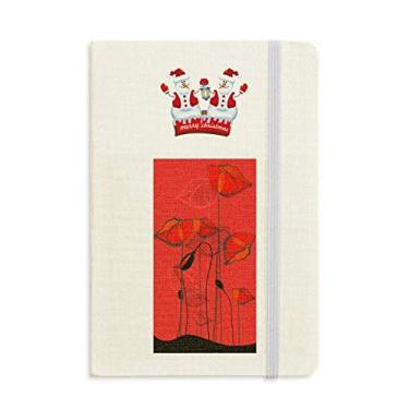 Imagem de Caderno de arte abstrata de flores vermelhas com desenho de milho e boneco de neve, capa dura grossa