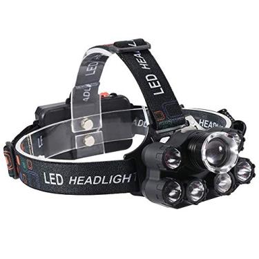 Imagem de N/H Faróis de pesca de alta potência com 7 LEDs e zoom telescópico com luz azul para acampamento ao ar livre, equitação noturna, iluminação de emergência noturna