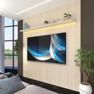 Imagem de Painel Home Ripado Impressão 3D Tv Até 75 Polegadas Com Led Off White