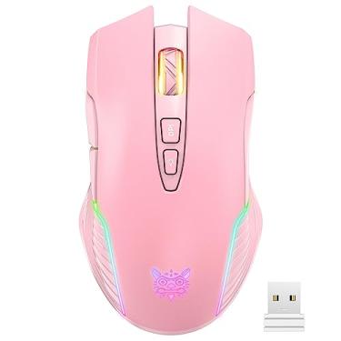 Imagem de ONIKUMA CW905 2.4G Wireless Gaming Mouse RGB Backlit E-sports Mouse Optical Computer Ratos 5 DPI Ajustável com 7 Botões Programáveis para Laptop Desktop PC Rosa