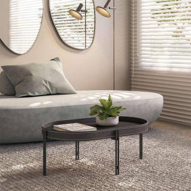 Imagem de mesa de centro oval monaco preta