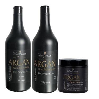 Imagem de Kit Shampoo Condicionador E Mascara Oleo De Argan Premium 1 Litro Mayc