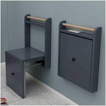 Imagem de Banco De Entrada Invisível Montado Na Parede, Economizando Espaço - Suporte De Carga 200kg, Cadeira Dobrável De Parede, Cadeira Dobrável Montada Na Parede, Adequada Para Várias Ocasiões,Cinza,B,Bo