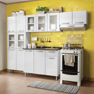 Imagem de Conjunto de Cozinha 3 Peças CZM04 com Balcão 3 Portas 1 Gaveta 6112 Bertolini Branco
