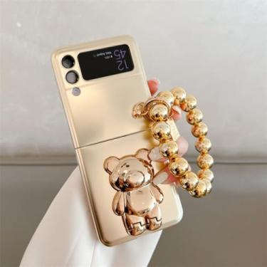 Imagem de Capa de telefone com suporte de urso fofo prateado de luxo para Samsung Galaxy Z Flip 5 4 3 Z Flip4 Flip5 Flip3 5G Capa com capas de corrente, WT214,2, para, Z Flip3