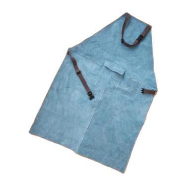 Imagem de harayaa Avental protetor de soldagem, roupa de casaco de soldador, avental de carpinteiro, roupa de soldador multiuso, 60cmx90cm Azul