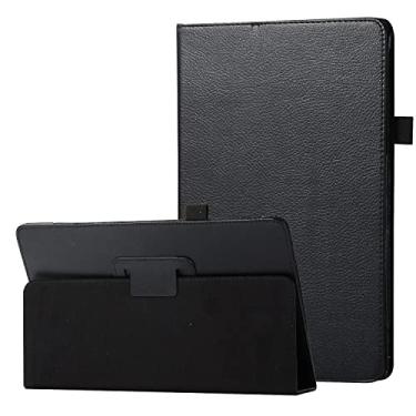Imagem de Capa para tablet, capa de tablet com textura de couro para tablet compatível com Sony Xperia Z2 fino suporte dobrável protetor fólio à prova de choque capa traseira com suporte capa protetora (cor: preto)