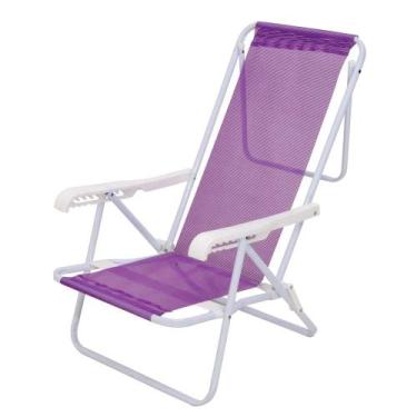 Imagem de Cadeira De Praia Mor Reclinável De Aço Com 8 Posições Lilás
