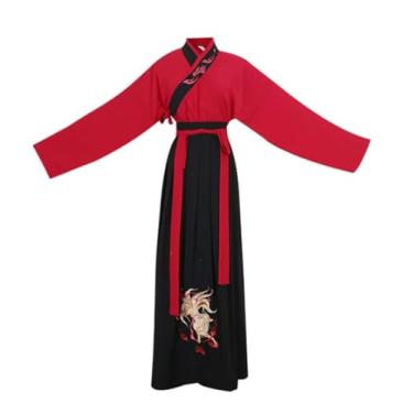 Imagem de Hanfu chinês antigo masculino Halloween cosplay fantasia vestido de festa Hanfu roupa preta e vermelha para homens plus size 4XL