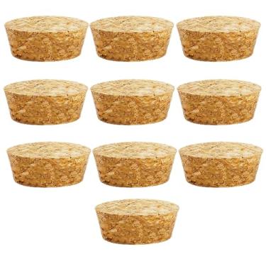 Imagem de 10 peças de plugues de cortiça cônicos rolhas de vinho de madeira rolhas de vedação reutilizáveis para barra de garrafa artesanato DIY acessórios de cozinha (57 x 51 x 20 mm)