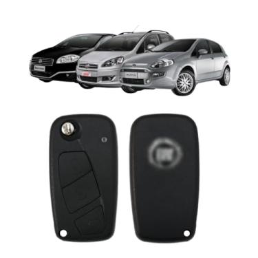 Imagem de Chave Canivete Compatível com Fiat Stilo Punto Linea Idea com Emblema e Lamina Preto
