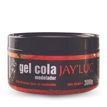Imagem de Jay'Luc Cosméticos Gel Cola Modelador Jayluc 300G Gel De Cabelo Modelador Sem Álcool Etílico Vermelho Todos Os Tipos De Cabelos Fixação Extra Forte E Modelação Total