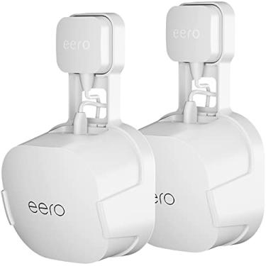 Imagem de COOLWUFAN Suporte para tomada de parede para sistema Wi-Fi eero 6 ou eero 6+ [não serve para malha eero], sem fios bagunçados, suporte de montagem fácil de instalar para sistema Wi-Fi eero 6 e eero 6+ mesh (pacote com 2)