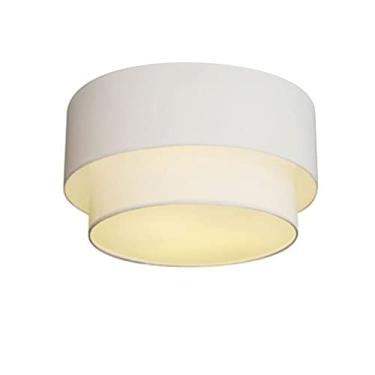 Imagem de Plafon Duplo Cilíndrico Cúpula Tecido 25/40x35, Vivare Iluminação, Plafon3045 BRBR, Branco, Médio