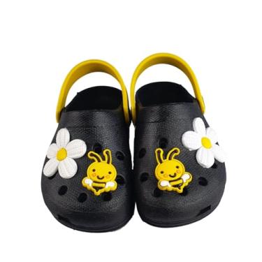 Imagem de Sandália Babuche Infantil Feminina Chinelo Criança Menina Colorida Estilosa (Sandália Babuche Infantil Feminina Preto Abelha e Flor, BR, Criança de 1 a 3 anos, Numérico, 19)
