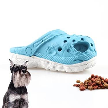 Imagem de Brinquedo de mastigar para cães, chinelo de borracha durável para cachorro, brinquedos resistentes para cães para treinamento e limpeza de dentes, brinquedos interativos para filhotes mastigadores agressivos raça média pequena (azul)
