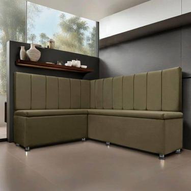 Imagem de Conjunto Canto Alemão com Bau para Bar Lanchonete LISO Marrom 125x160cm SOFA STORE