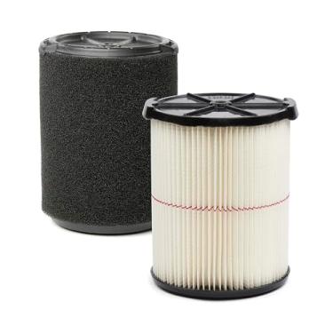 Imagem de Craftsman CMXZVBE38779 Filtro de substituição Vac Seco/Wet/Dry Stripe Vermelho e Filtro de aplicação molhado para Aspiradores de loja de 5 a 50 galões, pacote com 2, preto