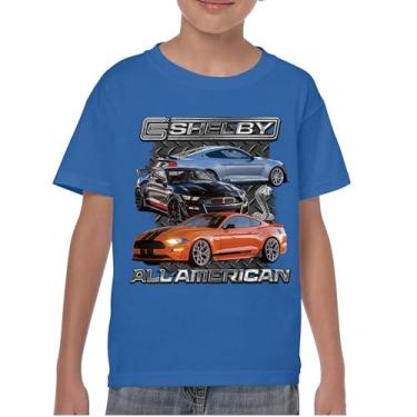 Imagem de Camiseta juvenil Shelby All American Cobra Mustang Muscle Car Racing GT 350 GT 500 Performance Powered by Ford Kids, Azul, GG
