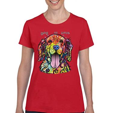 Imagem de Camiseta feminina Dean Russo Labrador Retriever Love Pet Dog is Love, Vermelho, 3G