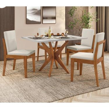 Imagem de Conjunto Sala de Jantar Mesa Donna com 4 Cadeiras Lady Mel Natural/Off White