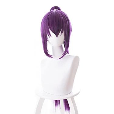Imagem de Anime Wig Game Fate Grand Order Lancer Scathach Cosplay Wigs Purple Long Straight Ponytail Heat Resistant Hair Perucas Anime Costume Wig