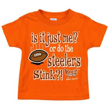 Imagem de Is It Just Me? (Anti-Pittsburgh) Vestuário de bebê para fãs de futebol Cleveland (NB-7T) (camiseta infantil laranja, 2T)