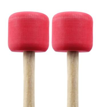 Imagem de Zorveiio 2 peças de martelo de bumbo 33 cm de comprimento EVA espuma para cabeça de tambor baquetas de bumbo baquetas de percussão acessório de banda de instrumento, vermelho
