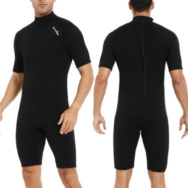 Imagem de OMGear Fato de mergulho 3 mm neoprene roupa de mergulho feminina curto manga curta snorkel terno de mergulho trajes de banho (Shortblack03, P)