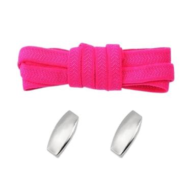 Imagem de Lock Elastic Laces Sneakers Tennis Shoelaces Without Ties Adult Kids Flat No Tie Shoelace For Shoes Accessories (Color : Rose red)