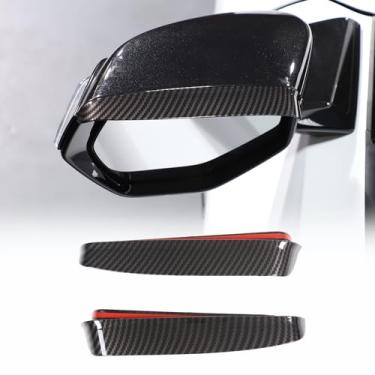 Imagem de Espelho retrovisor de carro Sobrancelha de chuva compatível com Chevrolet Corvette C8 2020-2023, viseira de chuva espelhada proteção de fumaça acessórios de capa de sobrancelha (padrão de fibra de