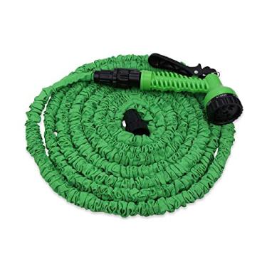 Imagem de Mangueira de jardim, mangueira de jardim retrátil de 15 m, mangueira de jardim retrátil de alta pressão para lavagem de carro pistola de água irrigação de flores mangueira vegetal conjunto de lavagem de carro (verde)
