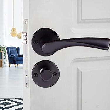 Imagem de Fechadura Interna, Fechadura de Porta Estilo Europeu, Fechadura Silenciosa Preta para Casa, Alavancas de Porta