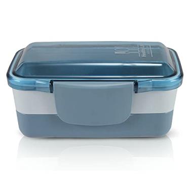 Imagem de Marmita 2 Divisorias Vasilha Esquenta Fitness Congelar Pote Cor:Azul