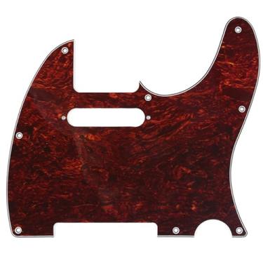 Imagem de Musiclily 8 Furos Escudo Tele Pickguard para Guitarra Fender EUA/Mexicana Made Telecaster Standard Estilo Moderno, 4 Camadas Vermelho Tortoise