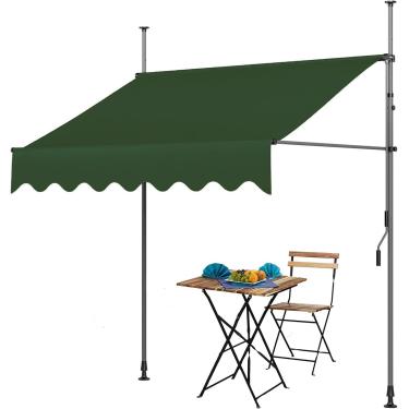 Imagem de Toldo retrátil com manivela, toldo externo, toldo à prova d'água com estrutura de aço, adequado para portas e janelas, verde-a, 350 cm/138 pol.