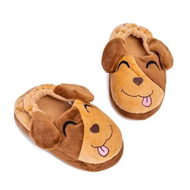 Imagem de Csfry Pantufa infantil feminina com desenho animado quente para casa de inverno, Marrom, 7-8 Toddler