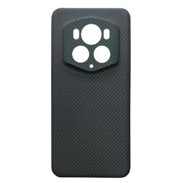 Imagem de HAO RIYLN Capa para Honor Magic 6, capa de telefone de fibra de aramida Kevlar protetora para câmera de grau militar, ultrafina, anti-arranhões, capa de fibra de carbono, preta