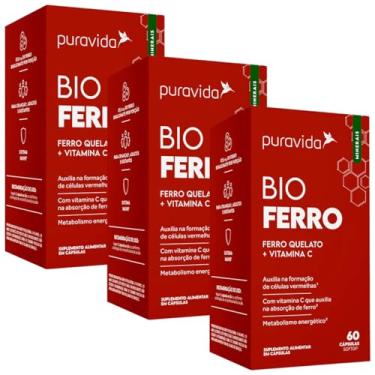 Imagem de Kit 3 Bio Ferro Puravida 60 Cápsulas