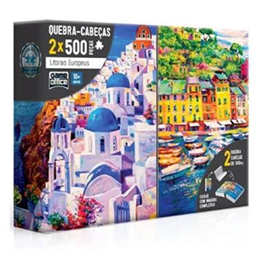 Imagem de Litorais Europeus: Grécia e Itália - Quebra-cabeça - Combo 500 peças - Toyster Brinquedos