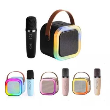 Imagem de Caixa de Som Bluetooth Portatil LED RGB e Microfone com Função Karaoke
