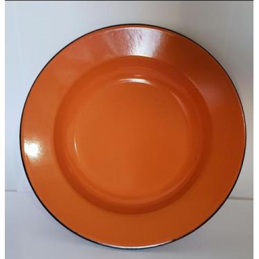 Imagem de 01 Prato Esmaltado Ágata Original Cor Laranja Postagem Rápida - Metall