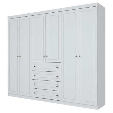 Imagem de Guarda Roupa Casal 6 Portas 4 Gavetas Americano Henn, Branco
