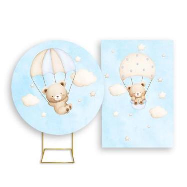 Imagem de Painel De Festa Redondo 1,50x1,50 + Painel Vertical 1,50x2,20 - Ursinh