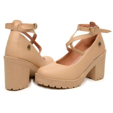 Imagem de Sandália Scarpin Boneca Salto Tratorado Tiras Fivela Original Grife Mu