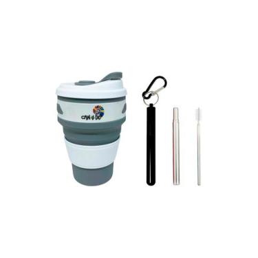 Imagem de Kit Retrátil - Copo de Silicone + Canudo Chaveiro - CAN.U.DO