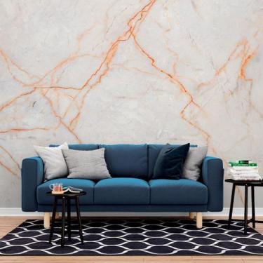 Imagem de Papel de Parede Painel 3D Mármore Carrara fio Laranja 2,5M Auto Colant